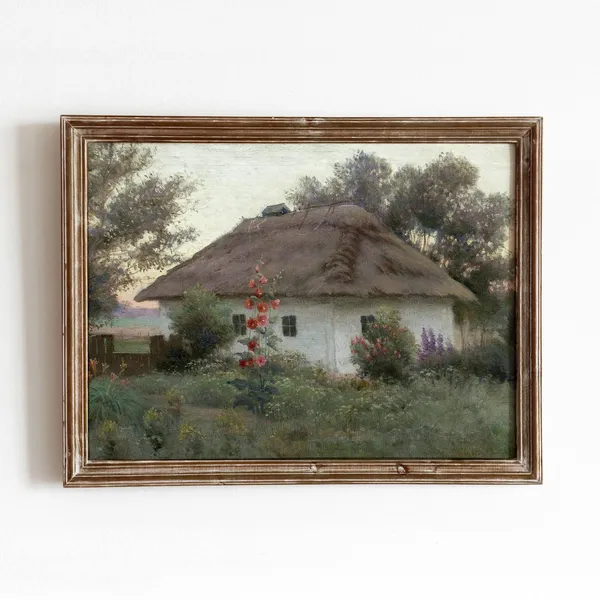Cottage Garden Vintage European Country House Art Print