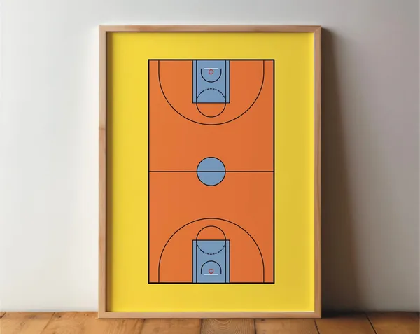 Basketball Court Poster, Minimal Modern Sport Art Print