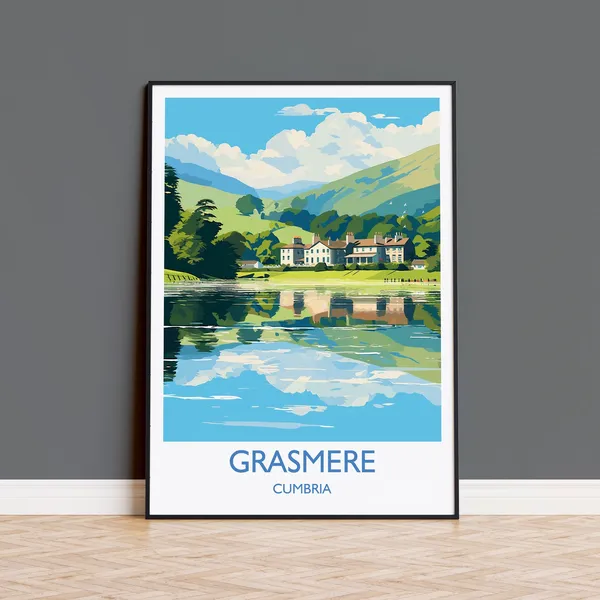 Grasmere Travel Poster, England Cumbria Art Print
