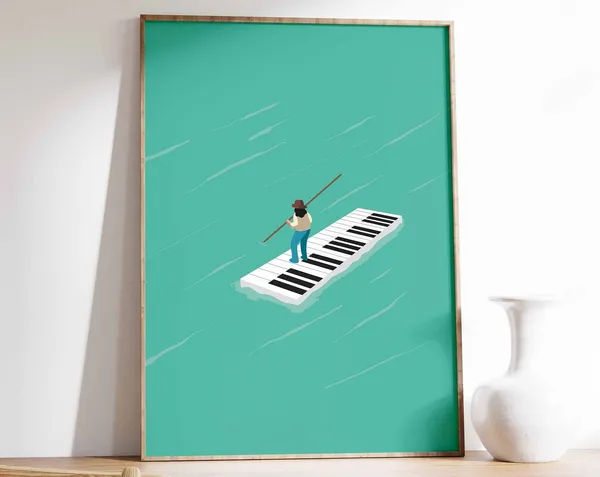 Piano Music Retro Poster, Vintage Music Wall Art