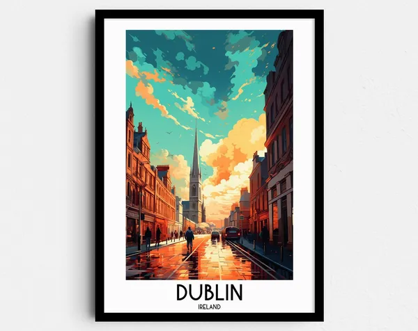 Dublin Travel Poster, Ireland Europe Home Decor