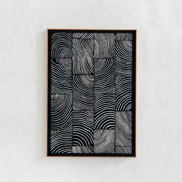 Black And White Abstract Lines Pattern Poster