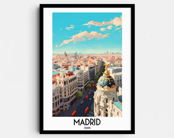 Madrid Travel Poster, Gran Via Spain Home Decor