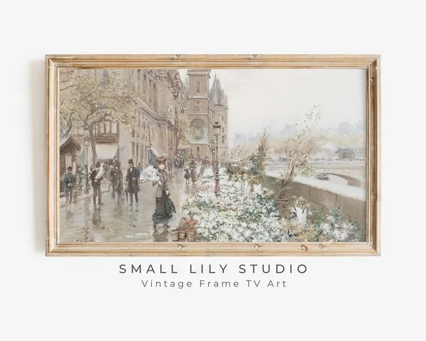 Paris Flower Market Vintage City Street Art Print