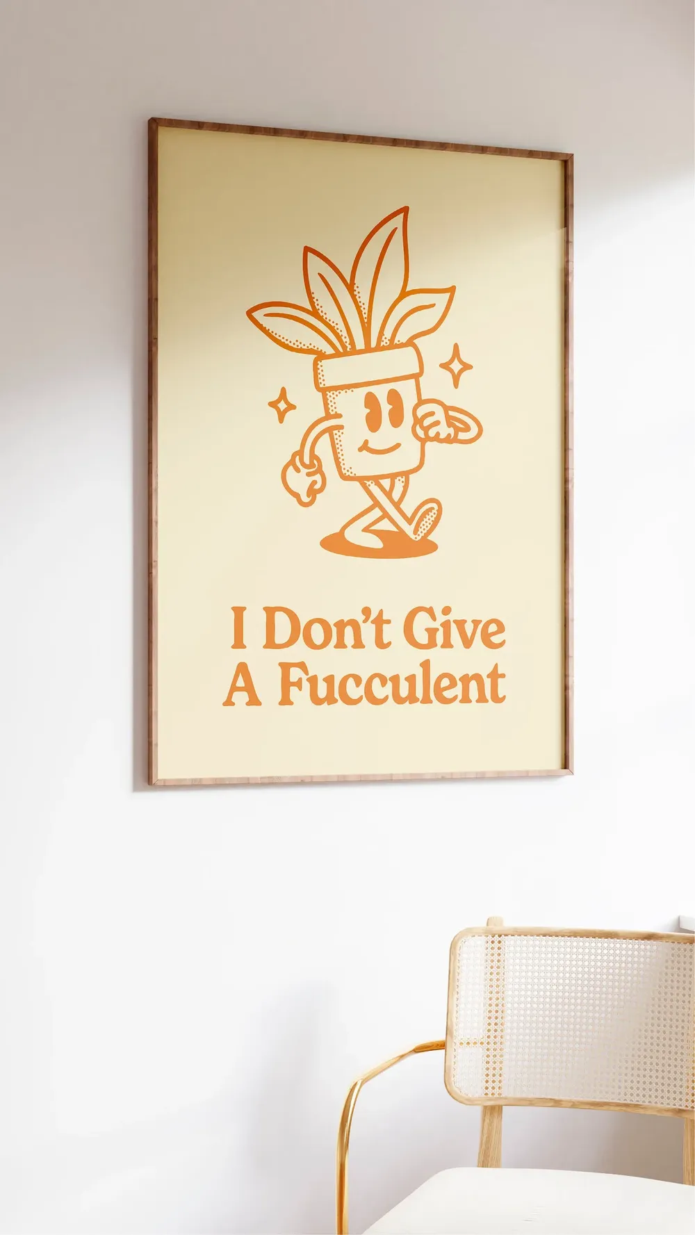 Funny Succulent Retro Orange Art Print - Image 2
