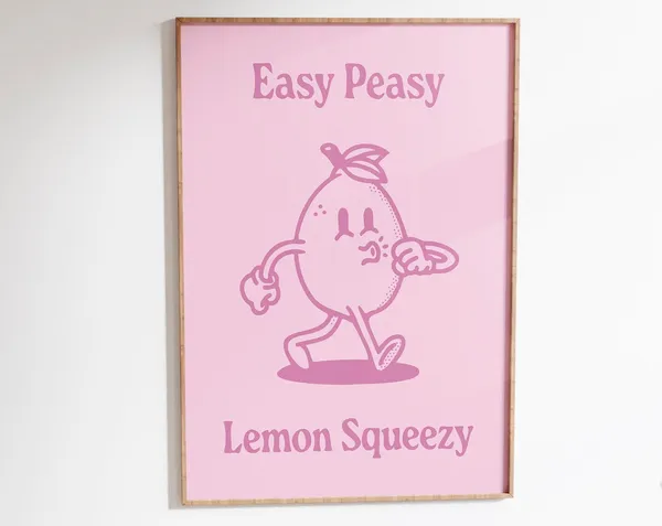 Easy Peasy Lemon Squeezy Retro Lemon Art Print
