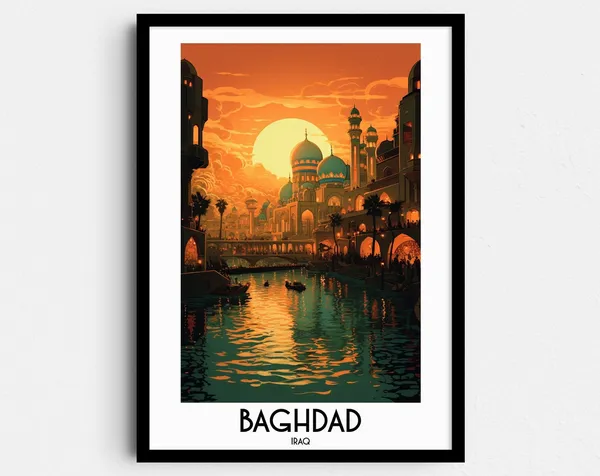 Baghdad Travel Poster, Iraq Middle East Wall Art