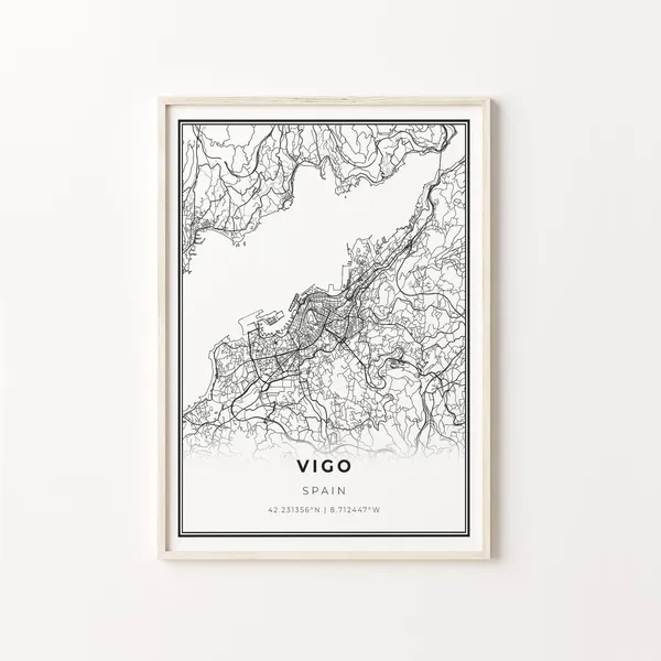 Vigo City Map Art Poster, Spain Wall Decor