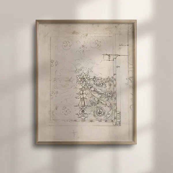 French Ceiling Plan Architectural Sketch Art Print