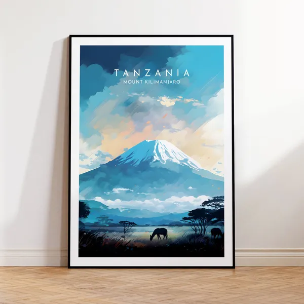 Mount Kilimanjaro Travel Poster, Tanzania Mountain View