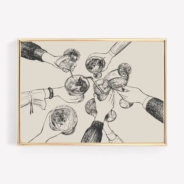 Cheers Bar Cart Wall Decor, Bar Art Print