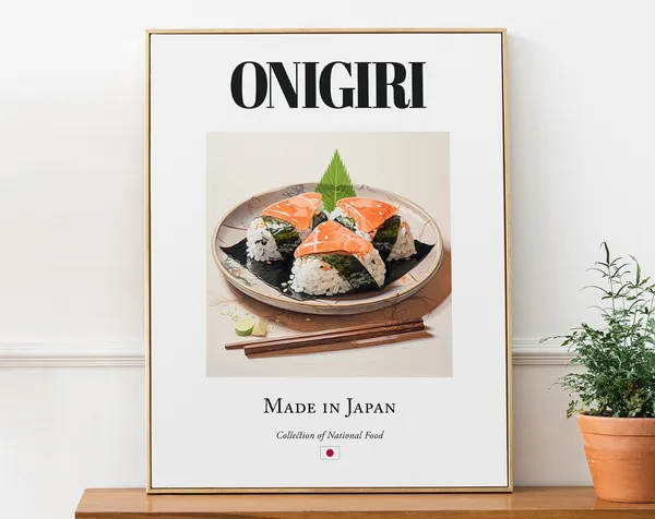 Onigiri on Plate, Traditional Japanese Food Art Print