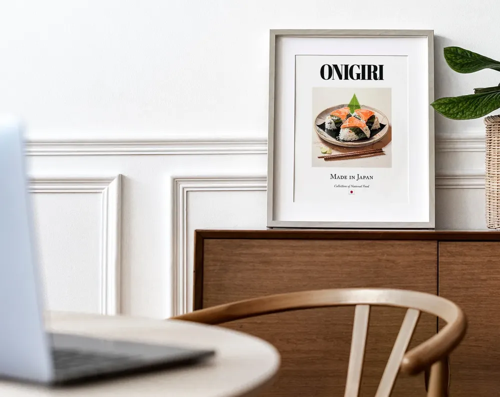 Onigiri on Plate, Traditional Japanese Food Art Print - Image 3