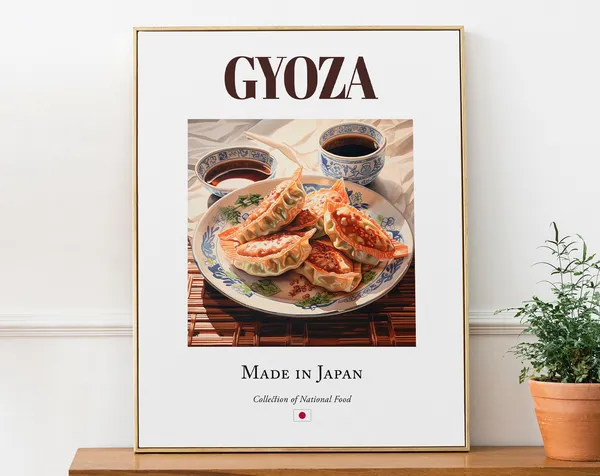 Gyoza on Maiolica Tile Plate, Japanese Food Art Print