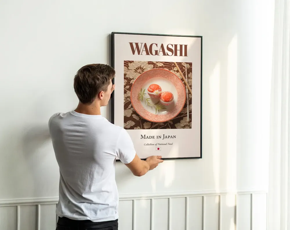 Wagashi Folk Tile Plate, Japanese Food Art Print - Image 2