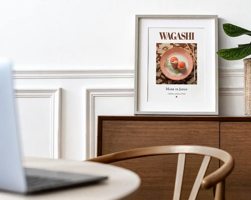 Wagashi Folk Tile Plate, Japanese Food Art Print - Image 3