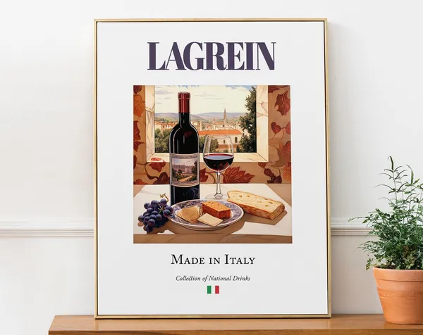 Lagrein on Maiolica Tile, Italian Beverage Art Print