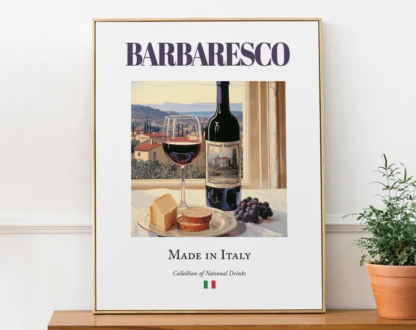 Barbaresco On Maiolica Tile, Italian Beverage Poster