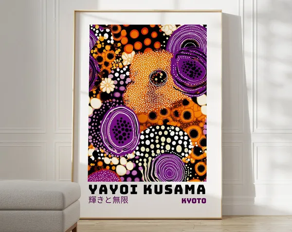 Yayoi Kusama-Inspired Japanese Gallery Wall Art