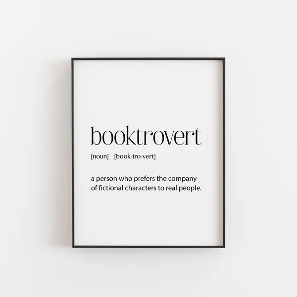 Booktrovert Definition Book Lover Gift, Bookish Quotes