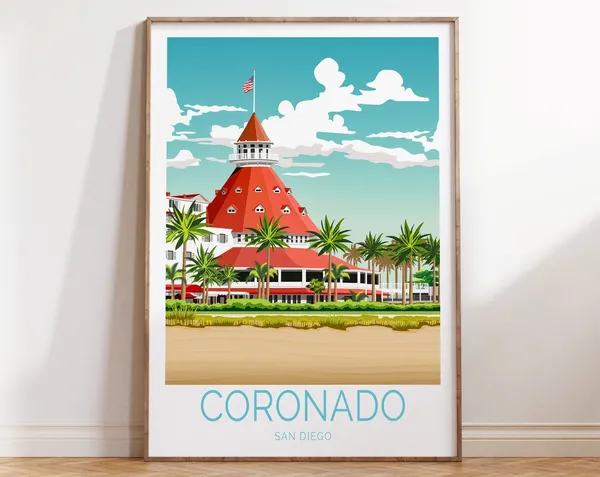 Coronado San Diego Travel Poster, California Travel Poster