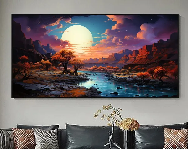 Abstract Mountain Landscape, Minimalist Oil Print