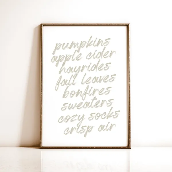 Neutral Fall Wall Art, Modern Autumn Print