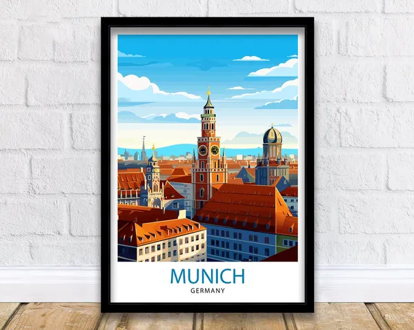 Munich Germany Travel Poster, Munich Wall Decor