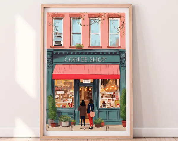 New York Coffee Shop Art Print, Cafe Poster
