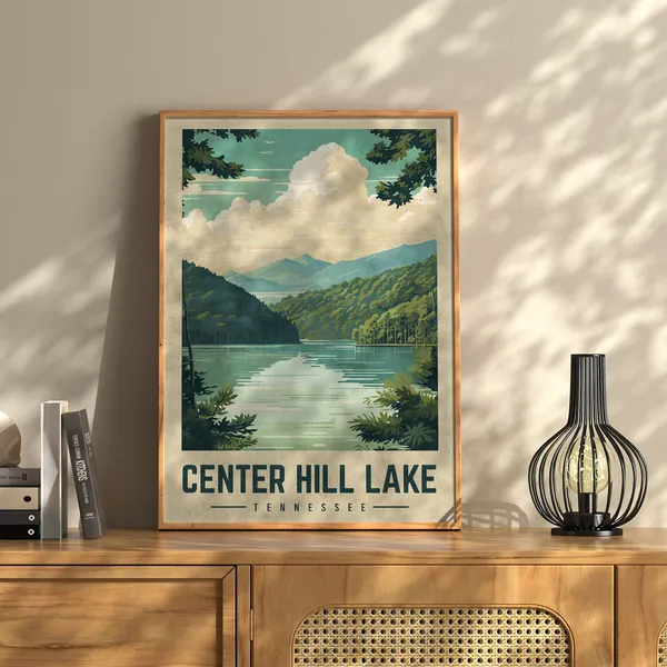 Center Hill Lake Tennessee Vintage Travel Poster