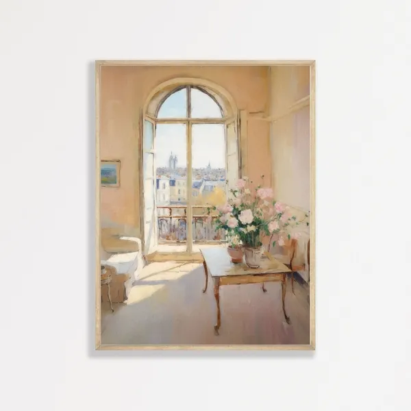 Muted Paris Interior, Retro Still Life Art Print