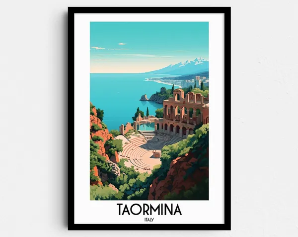 Taormina Travel Poster, Italy Europe Home Decor