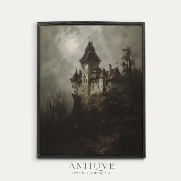 Eerie Castle On A Hill Halloween Art Print
