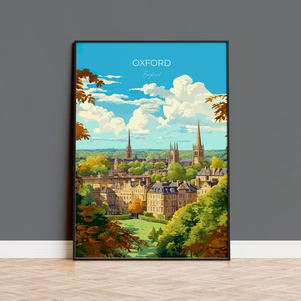 Oxford Travel Poster, Oxfordshire England Art Print
