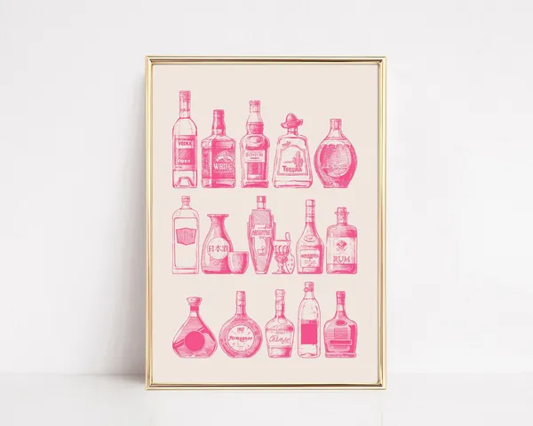 Pink Bar Cart Bar Decor Art Print