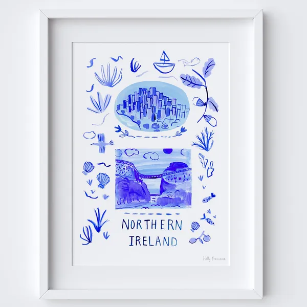 Northern Ireland Scene Watercolor Travel Poster