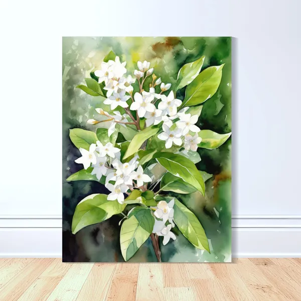 Sampaguita Bloom Watercolor Art Print, Philippines