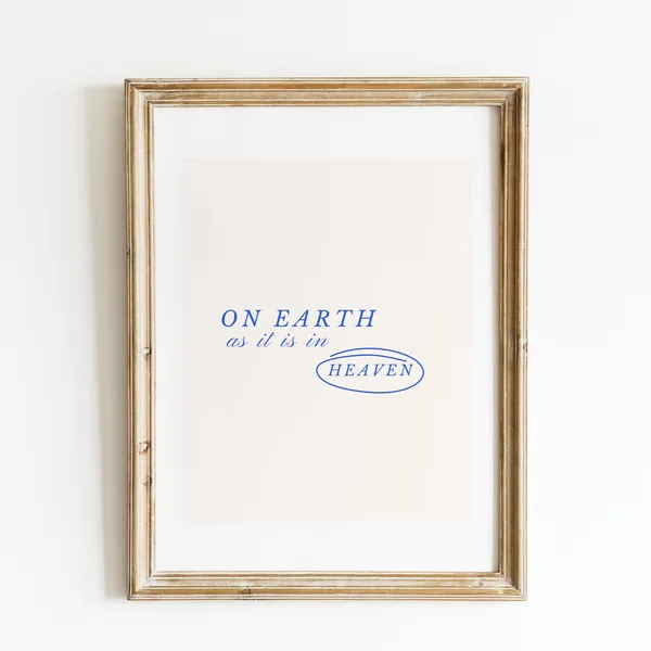 As It Is In Heaven Scripture Art Print, Vintage