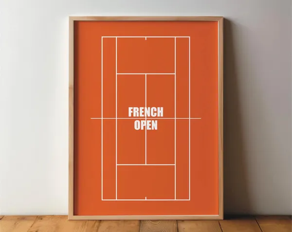 French Open Grand Slam Tennis Poster, Minimal Modern