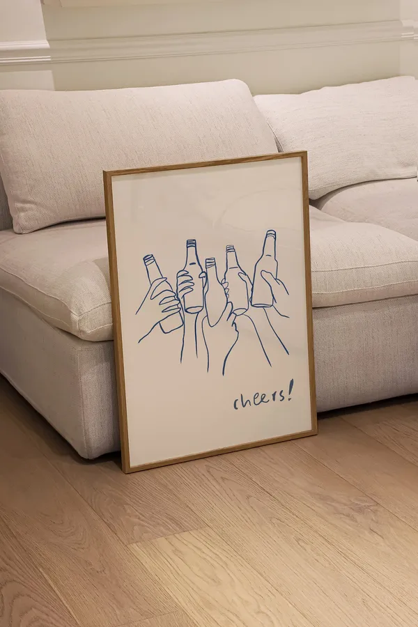 Cheers Retro Line Drawing Quote Art Print