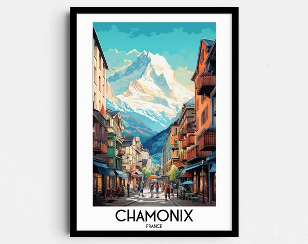Chamonix Travel Poster, France Europe Wall Art