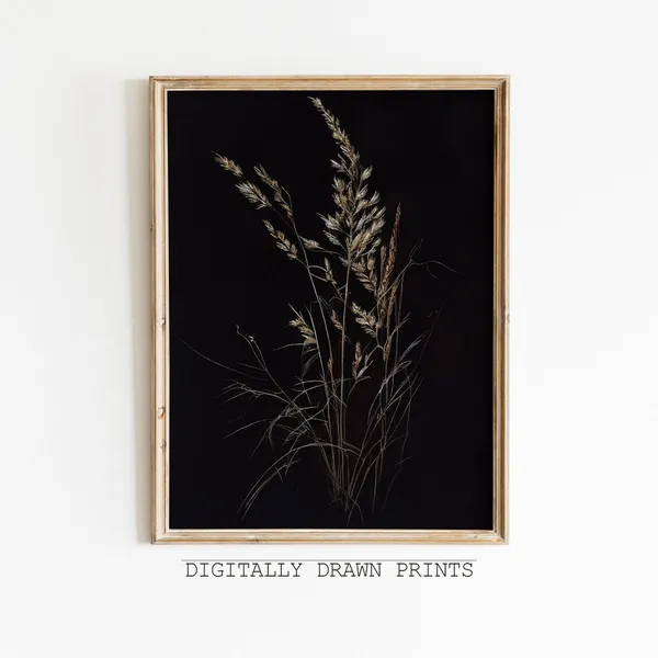 Vintage Moody Dark Flower Botanical Art Print
