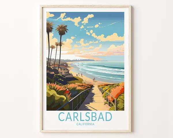 Carlsbad California Travel Poster, Travel Wall Art