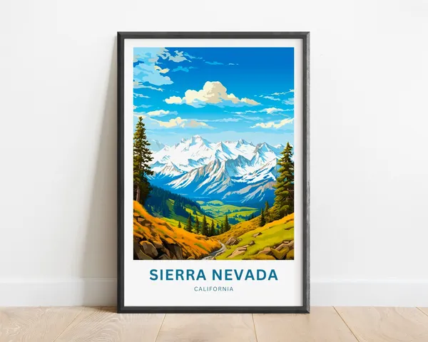 Sierra Nevada Travel Poster, California Wall Art