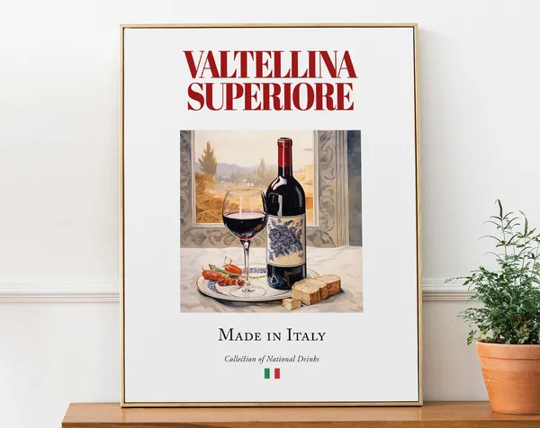 Valtellina Superiore Maiolica Tile Poster, Italian Wine