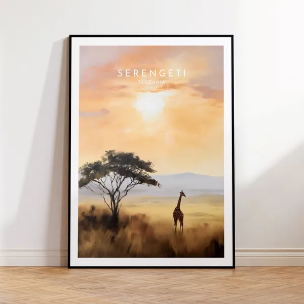 Serengeti Travel Poster, Tanzania Home Decor