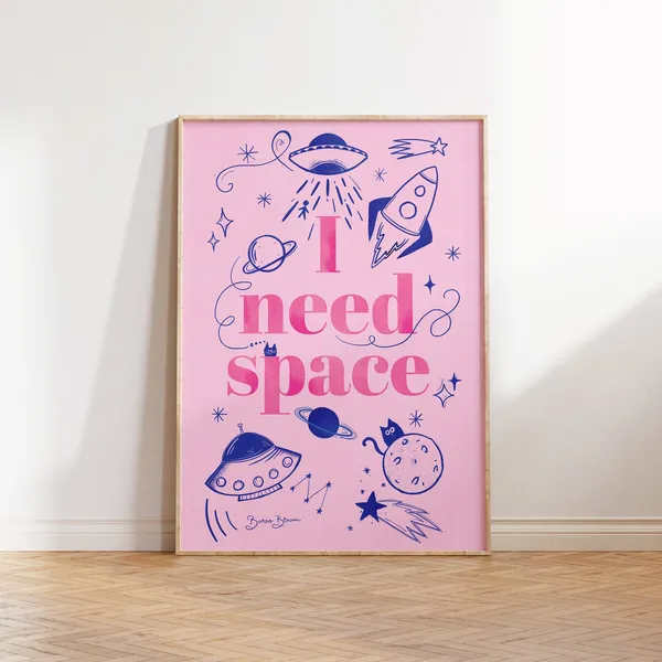 Pink Maximalist Abstract Poster, Colorful Eclectic Decor