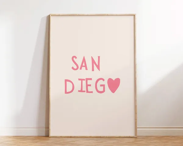 San Diego Heart Poster, California Travel Poster