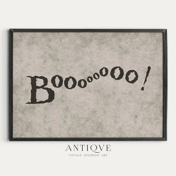 Boo Halloween Sign, Neutral Rustic Halloween Poster