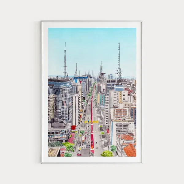 Sao Paulo Avenida Paulista, Brazil Travel Poster
